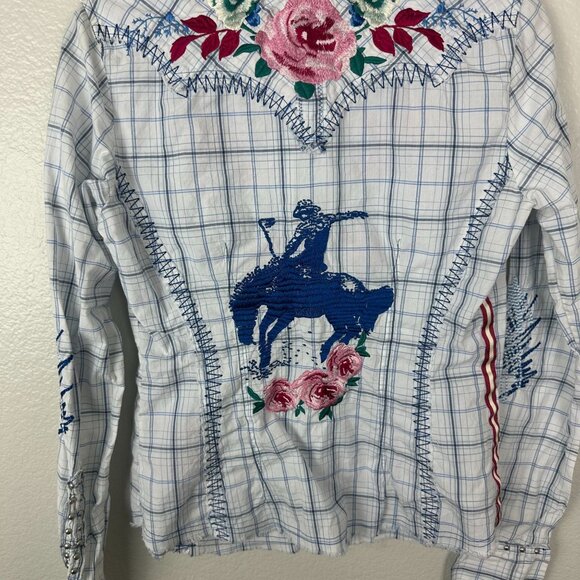 3J Workshop Johnny Was Embroidered Western Long Sleeve Button Up Shirt XS - Picture 11 of 13